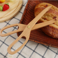 Wooden Tongs Beech Wood Scissor Tongs Serrated Wooden Food Clip for Home Cooks, Hosts, Kitchen, Buffet, Barbecue