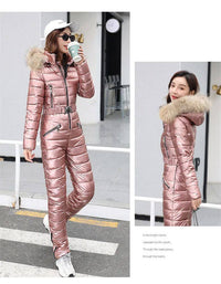 Women Ski Suit Women Jackets Winter Hooded Parka Jumpsuit Wo