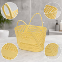 Thickened Plastic Draining Handheld Basket, Hollow Bathroom Bath Toiletry Storage Basket