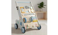 Multi-Activity Shopping Trolley Stroller Bead Maze Wooden Baby Stroller Xylophone for Toddlers, Babies, Playroom