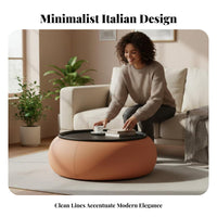 Modern Design Round Storage Coffee Table Minimalist design Round Coffee Table with Storage Italian Inspired Living Room Furniture for Apartment Dwellers, Interior Designers, Homeowners, Small Spaces, Lounge Area, Home Office