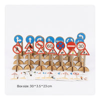 Wooden Traffic Signs with Stands Interactive Wooden Traffic Signs Playset Learning Toy Imaginative Set Open-Ended
