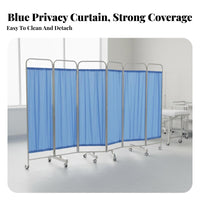 Foldable Stainless Steel Medical Facility Screen Locking Casters Folding Medical Screen Heavy-Duty Frame Mobile Hospital Divider Easy to Clean for Caregivers, Salon Professionals, Beauticians, Doctor's Office, Examination Room, Nursing Home, Bedroom