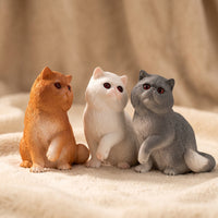3 Pieces Cat Figurine Cat Figurine with Textured Coat Charming Decor for Shelf, Desk