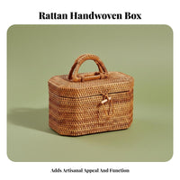 Lidded Rattan container with Handle Portable Design for Beach, recreational area, Nature Lovers