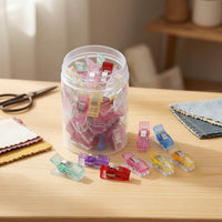50 Pieces Sewing Clips Flat Sewing Clips with Jar Transparent Sew Clip for Quilters