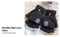 2 Pieces Fold-over Gloves Korean Design Fold-over Fingerless Gloves Half Finger Mittens Gender-Neutral Transformable Mittens