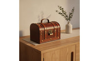 Vintage Wooden Box Decorative Retro Treasure Chest Antique Design Chest Metal Hardware Vintage Storage Trunk for Shelf Decor