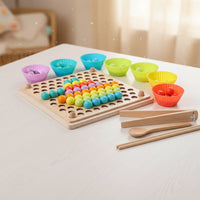 Bead Pick-up Toy Child-Centered Wooden Bead Game Color Matching Board Game for Kindergarten