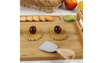 6 Pieces Bamboo Cheese Board and Knife Set Easy to Clean Stain Resistant Meat and Cheese Board Platter with Cutlery