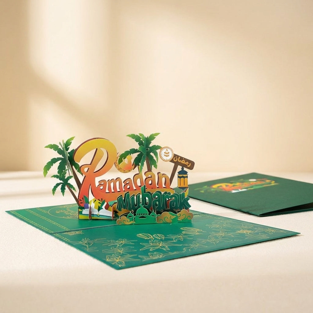 Ramadan Raised Sculpture Decoration 3D Greeting Intricate Design Easter Greeting Card Cut for Family, Friends, Gift Giving, Home Decor