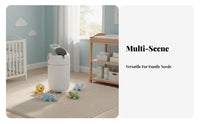 Odor Sealing Diaper Pail Easy to Clean Round Wastebasket with Handle Silent Close Nursery Bin Sturdy Construction for Bedroom