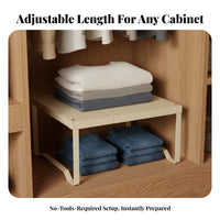 Extendable Design Wardrobe Shelf Divider Space Saving Carbon Steel Organizer Shelf Tool-No-Tools-Needed Assembly for Adults, Bedroom