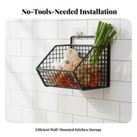 Ventilated Design Ginger Garlic Storage Rack Space-Saving Wall Mounted Storage Basket No-Drill Installation for Homeowners, Pantry, Bathroom