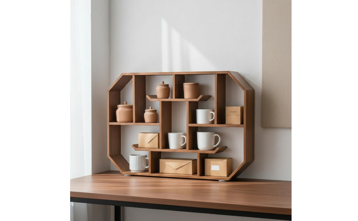 Wooden wall Display Shelf Traditional Design Tea Cup Rack Decorative Wooden wall Shelf for Living Room, Desk, Bedroom