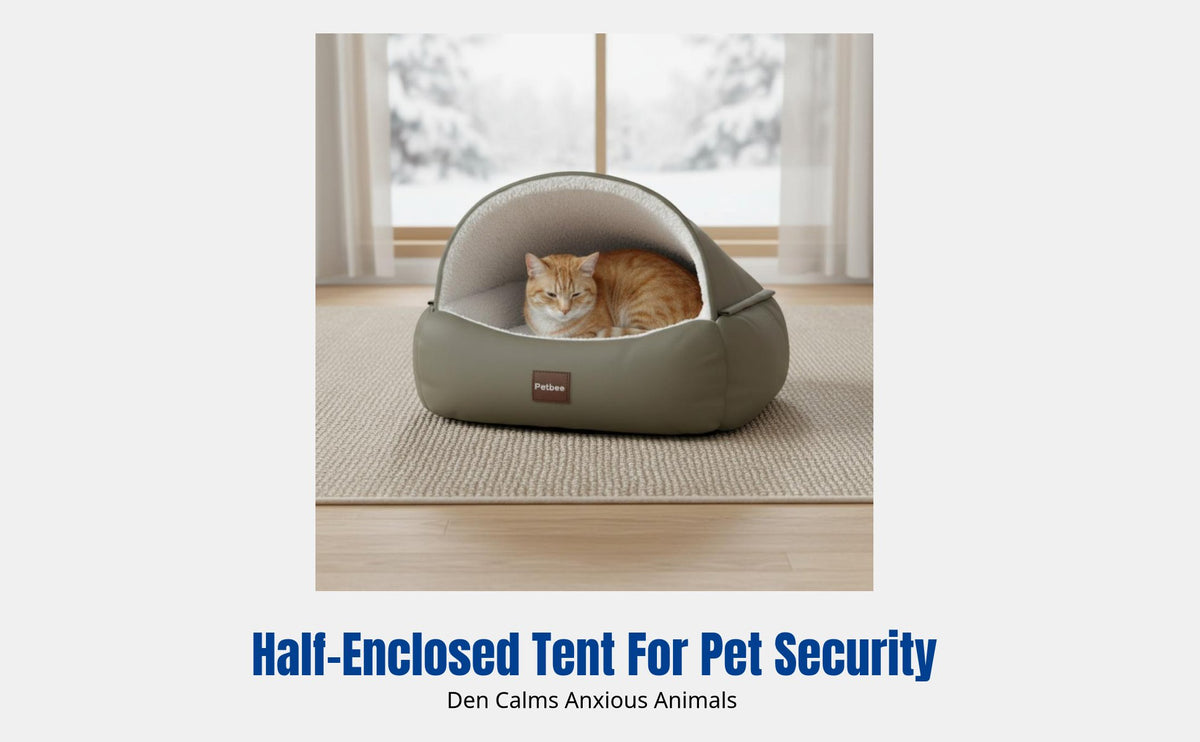 Enclosed Pet Den Removable and Cleanable Adaptable Cave Bed Exceptionally Warm 2-in-1 Design for Living Room, Bedroom