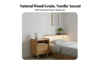 Solid Wood Nightstand Minimalist Design Japanese Design Nightstand Sturdy Narrow Bedside Cabinet for Apartment Dwellers, Homeowners, Dorm Room, Office