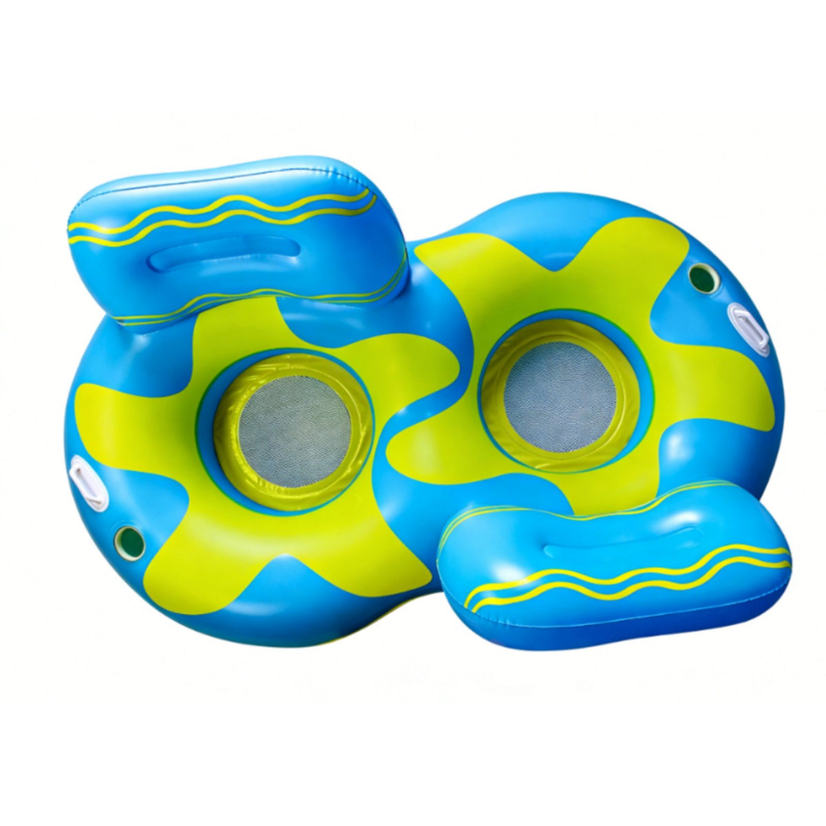 Long-Lasting PVC Material 2 Person Inflatable Lounger Easy to Inflate and Deflate Double Water Buoyant Platform Quick Inflation Valve