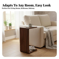 full-grain Wood Construction C-Shaped End Table Japanese design C-Shaped Couch Table Minimalist Aesthetic Living Room Furniture Space-Saving Design for Apartment Dwellers, Homeowners, Remote Workers, Balcony, Small Spaces, Home Office, Bedroom