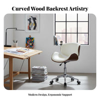 Height Adjustable rotate Bentwood Chair half-centuryera Modern design Bentwood Task Chair Curved Backrest Office Furniture Ergonomic Design for Students, Study Room, Bedroom