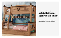Solid Wood Bunk Bed Guard Rails children's Bunk Bed High Guardrail Bedroom Furniture for Families, Parents, Small Areas, Apartment, Guest Room