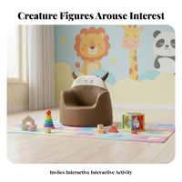 Cartoon Design creatureShaped Mini Sofa Soft and Comfortable Upholstered Single-Seat Couch Easy to Clean Toddler Armchair Long-Lasting Build for Toddlers, Preschoolers, Reading Corner, Nursery, Playroom, Kindergarten