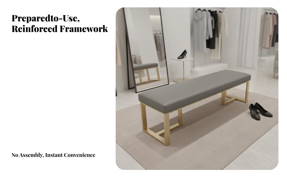 Upholstered Rectangular Bench Luxury Design Entryway Shoe-Changing Seat Multi-Functional Long Stool for Families, Adults, Bedroom, Living Room, take office