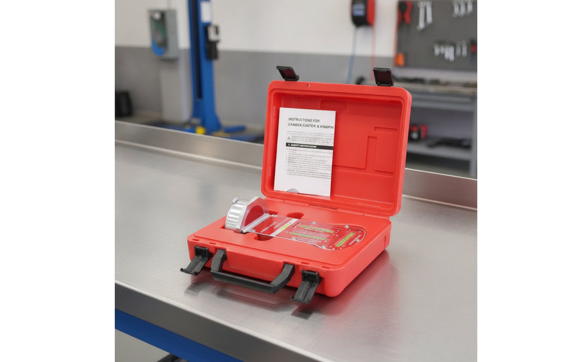 Tilt Caster Steering Axis Gauge Adjustable Wheel Alignment Gauge Professional Wheel Alignment Tool with Storage Case for Mechanics