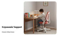 Ergonomic Support Adjustable child's Task Chair Stable Base Adjustable Posture Chair Lockable Casters kids' Furniture With Footrest for Children, Students, Writing, Studying, Study Room, literature engagement