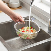 Kitchen Sink Drainer and Sink Strainer, Stainless Steel Leftover Food Strainer with Suction Cup, Home Kitchen Dishwashing Sink Net for Waste