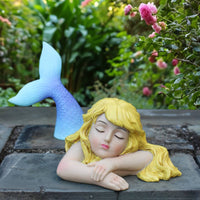 Sleeping Mermaid Statue Gift Choice Resin Mermaid Sculpture Mediterranean Princess Ornament for Aquarium, Garden