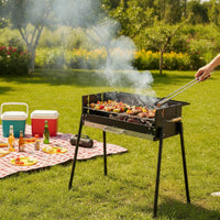 Heat-Resistant Foldable Charcoal Barbecue Heavy Duty Charcoal Grill with Storage Shelf Versatile Foldable Barbecue Grill Hygienic for Campers, Camping