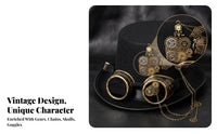 Wide Brim Steampunk Top Hat Tall Crown Top Hat Goggles