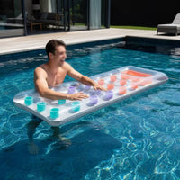 Transparent Inflatable Mattress with Cup Holders Supportive Pool Mattress with Cup Holders Spacious Floating Bed Cooling for Adults, Lake, Beach