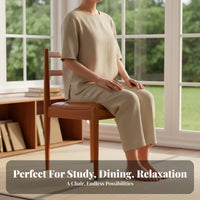 Japanese Minimalist Design Ladder Back Chair Comfortable Padded Seat Upholstered Ladder Back Chair Versatile Use Seating Furniture Retro Classic Design for Students, Homeowners, Family, Dining Room, Home Office, Kitchen, Cafe