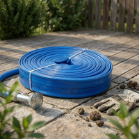 Flat Hose Ribbed Lay-Flat Hose Yard Watering Woven-Looking Garden Supply Coiled Roll