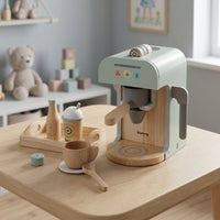 Wooden Coffee Machine Toy Safe Wooden Coffee Maker Toy Pastel for Nursery, Kids