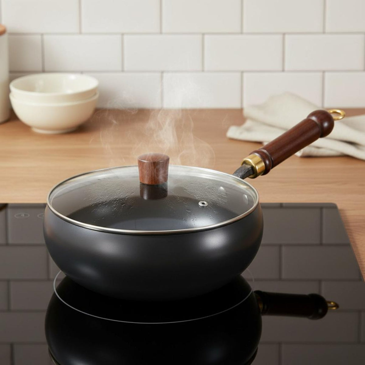 Traditional Chinese Wok Gas and Induction Compatible Carbon Steel Wok Carbon Steel Stir Fry Pan Natural Non-Stick Cookware