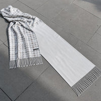 Houndstooth Wool Blend Scarf Shawl for Women, Autumn/Winter Cotton Printed Scarf