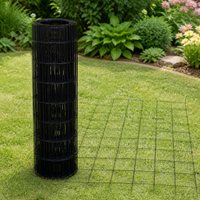 Welded Wire Mesh Dog Fence, Black PVC Coated Wire Mesh Fencing 15m, for Pet Enclosure & Garden Protection