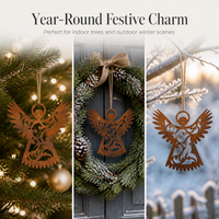 Metal Angel and Christmas Ball Silhouette Wall Decor for Indoor/Outdoor