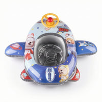 Cartoon-Printed Airplane Pool Inflatable Safe Airplane Inflatable with Seat Comfortable Swim Ring Long-Lasting for Toddlers, Kids, Children, Beach