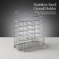Stainless Steel Wall Mount Chopstick Holder, Kitchen Utensil Organizer for Chopsticks and Spoons, Storage Rack for Home Cooks, Modern Home Storage
