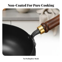 Handmade Iron Wok Hand-Crafted Small Iron Wok Small Stir-Fry Pan Uncoated Single Serving Cooking Pot Coating-Uncoated