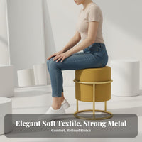 Minimalist Design Upholstered Accent Stool Comfortable Cushion Upholstered Drum Stool Versatile Indoor Furnishing Lightweight for Business Owners, Interior Designers, Shoe Shop, Fitting Room, Entryway, Boutique
