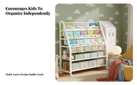 2-in-1 Design Child S Bookshelf and Toy Storage Space Saving Child S Book and Toy Organizer Large Capacity children's Rolling Bookshelf Child-Friendly Height for Toddlers, Babies, Parents, Playroom, Bedroom, Living Room, Kindergarten