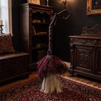 Witch Broom with Mesh Skirt Handheld Gothic Witch Broom Cosplay Masquerade for Cosplayers, Stage Costumes, Photo Shoots