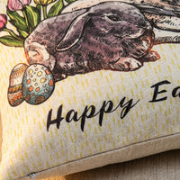 Easter Pillow Cover Seasonal Accent Decorative Bunny Throw Pillow Cover Invisible Zipper Easter Pillowcase for Kids, Homeowners, Bedroom, Chair, Bench
