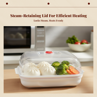 Microwave Steamer with Lid Kitchen Cookware Vented Lids Steam Release Vent for Home Cooks, Adults, Meal Prep, Dorm, Food Storage