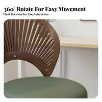 Retro Design Upholstered Bentwood Rolling Chair Ergonomic Design Rolling Bentwood Task Chair Easy Assembly pivot Seat for Home Workers, Students, Professionals, Study Room, Bedroom, Dormitory